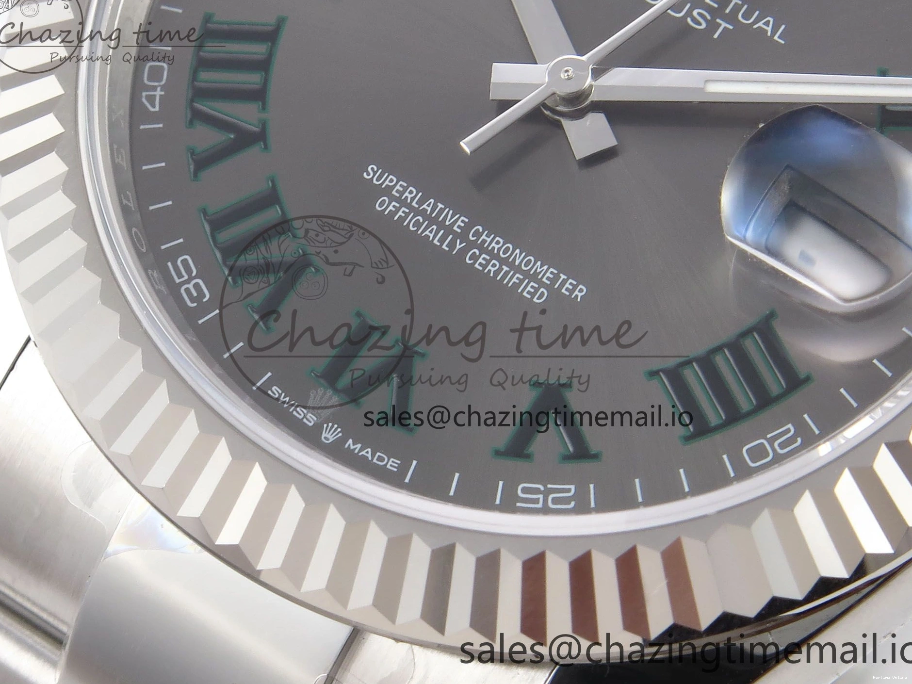 0509 GoodFit DateJust 41 126334 EWEF Best Edition Gray Dial Green Roman on Oyster Bracelet A 1054